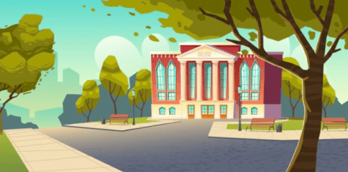College building, educational institution banner Free Vector