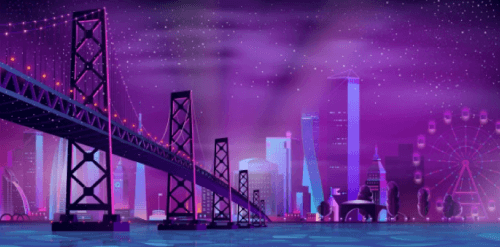 Modern night city cartoon vector urban background Free Vector