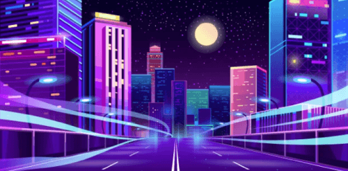 Empty road in megapolis at night Free Vector
