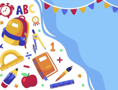cartoon of back to school stationery background Free Vector