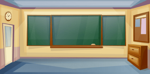 School Classroom Interior with desk and board. Lesson. Empty University room.Vector cartoon Free Vector