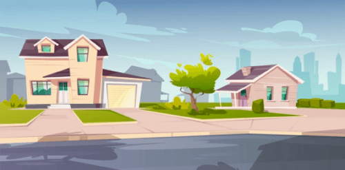 Suburban houses, cottage with garage Free Vector