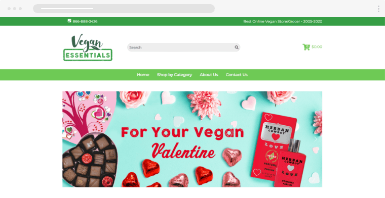vegan store ecommerce home example