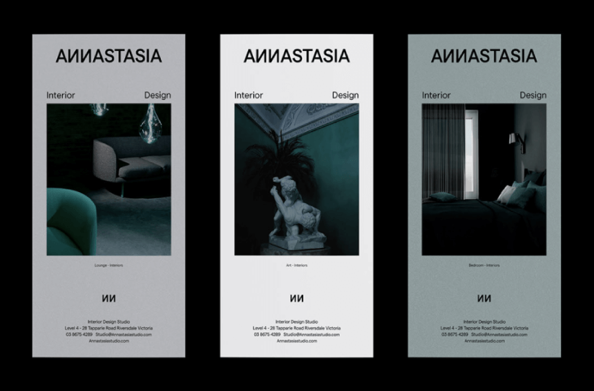 Annastasia Interior design Studio Personal Tall Artistic Classic Artschool Business Card