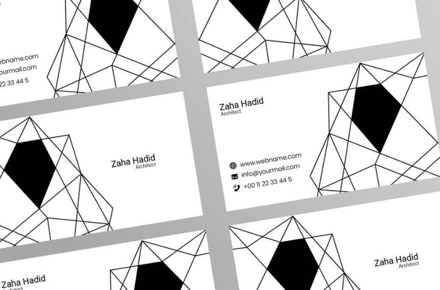Art Deco geometric Minimalistic Black and White Stylish Business Card Architect