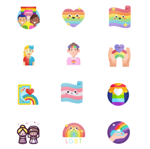 Cartoon LGBTQ+ Icon Collection Resource