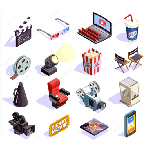 Cinema Isometric Icons Set