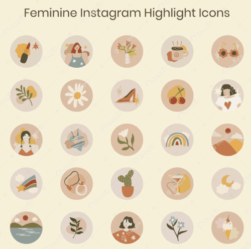 Feminine Instagram Lifestyle Free Cartoon Icons 