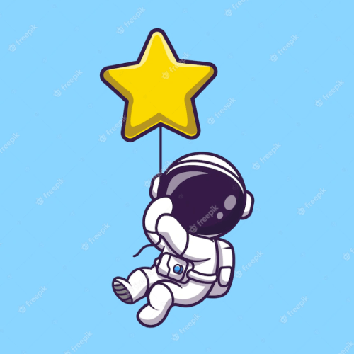 Free Cartoon Icon Floating Astronaut with a Star Free Icon