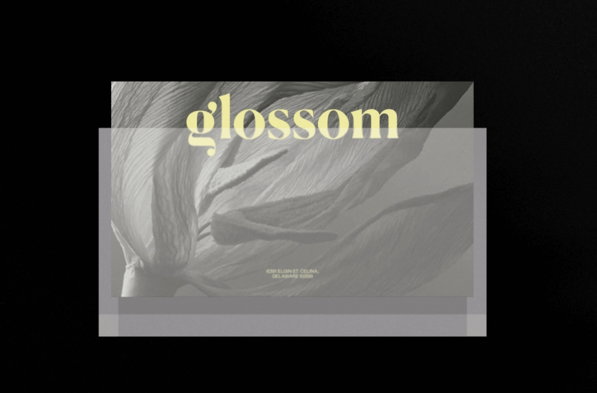 Glossom Skincare Studio Visual Design Simplistic Business Card with transparent Sleeve