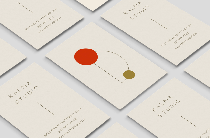Kalma Studio White Minimalistic Stylish geometry and Light Sansserif font Business Card