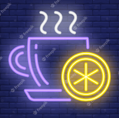 Neon 80s Style Cup of Tea Icon