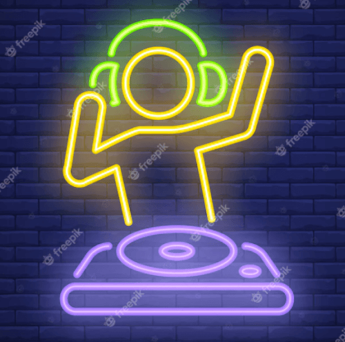 Neon 80s Style DJ Icon