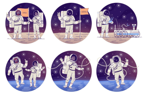  Cartoon Astronauts Icon Set