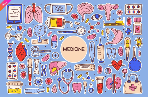 Cartoon Medicine Icons Set