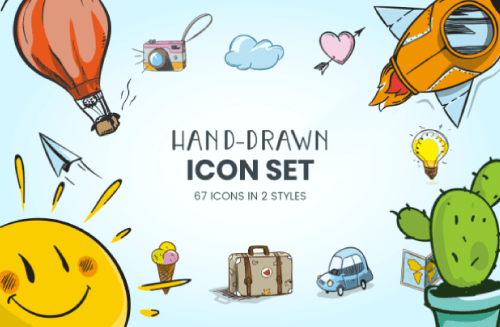 Premium Cartoon Icons- Hand-Drawn Cartoon Icons Set by GraphicMama