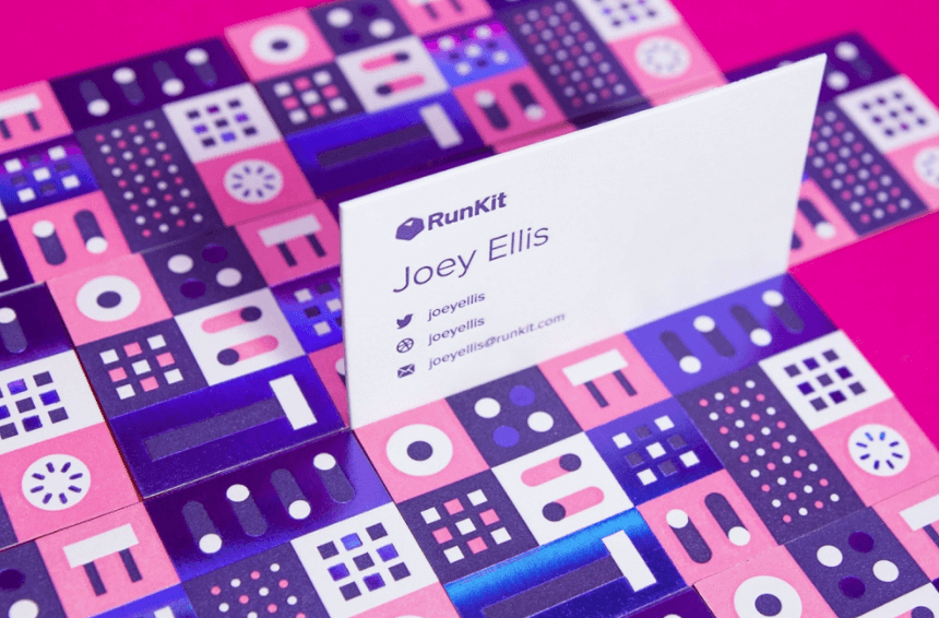 RunKit colorful Geometry and Cutout Business Card