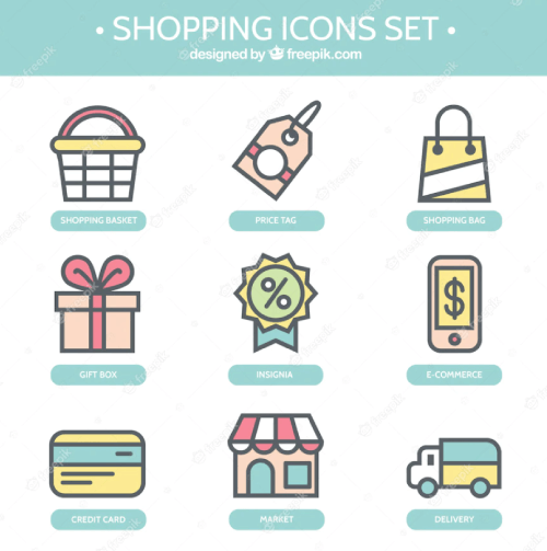 Shopping and eCommerce Icons Set Free Graphics
