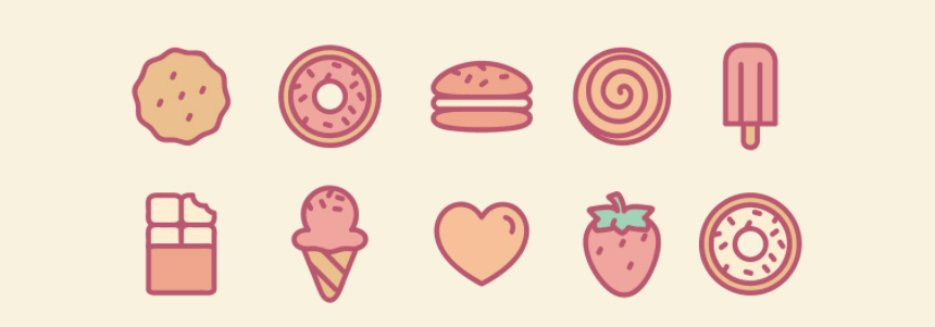 Sweet Vector Cartoon Food Icons