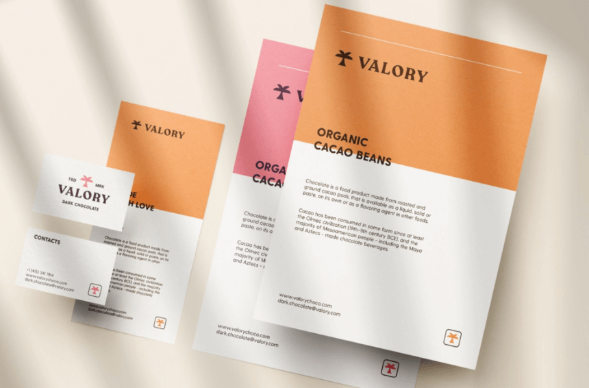 Valory Organic Cacao Beans White and Orange Simplistic Business Card