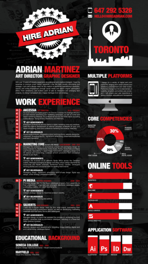 Art Director Black and Red Infographic Resume by Adrian Martinez