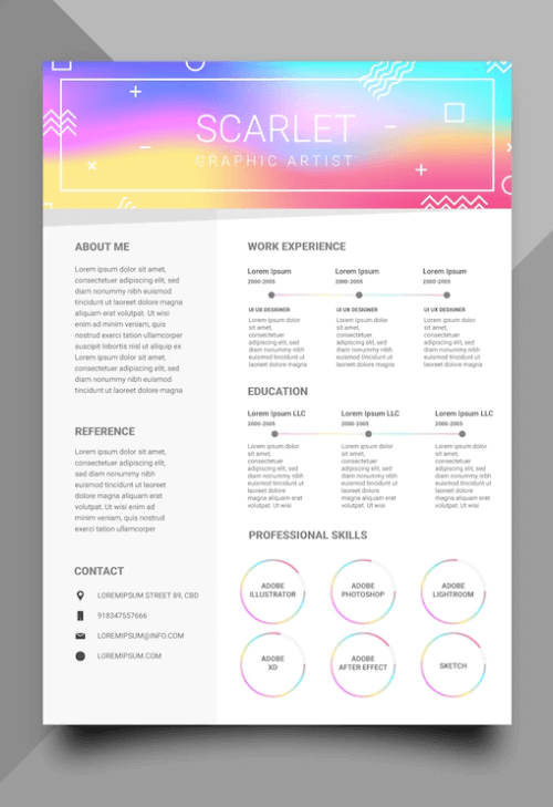 Artistic Holographic Free Infographic CV Template