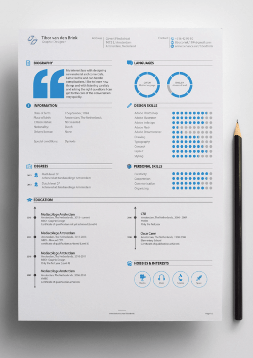 Clean Corporate Business Infographic Resume by Tibor van den Brink