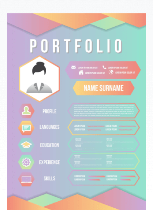 Portfolio resume infographics profile template Free Vector