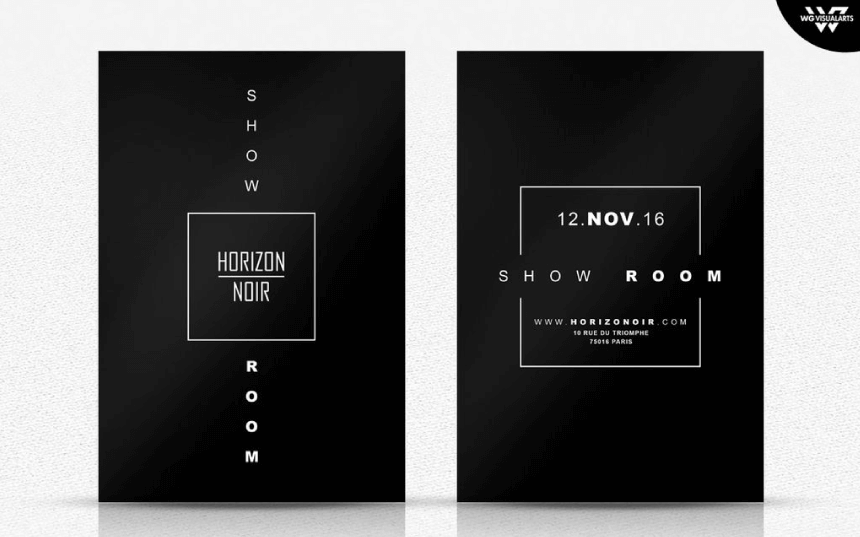 Horizon Noir Marketing Flyer Design Black and White Minimalistic Design