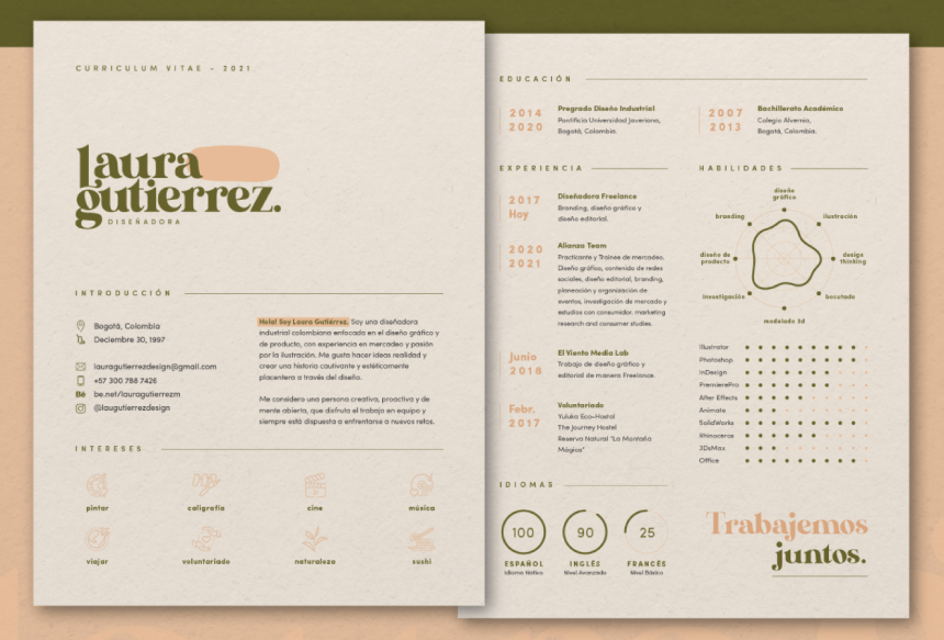 Personal Brand Graphic and Product Designer Infographic Resume by Laura Gutierrez