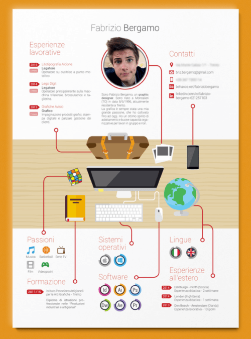 UI UX Designer Infographic Portfolio Example by Farbrizio Bergamo