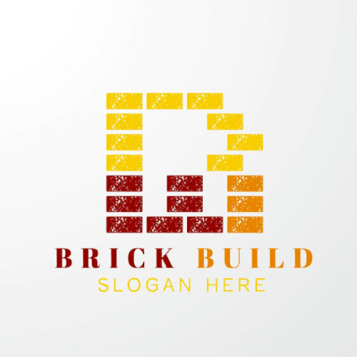 Colorful Brick Build Free Construction Logo