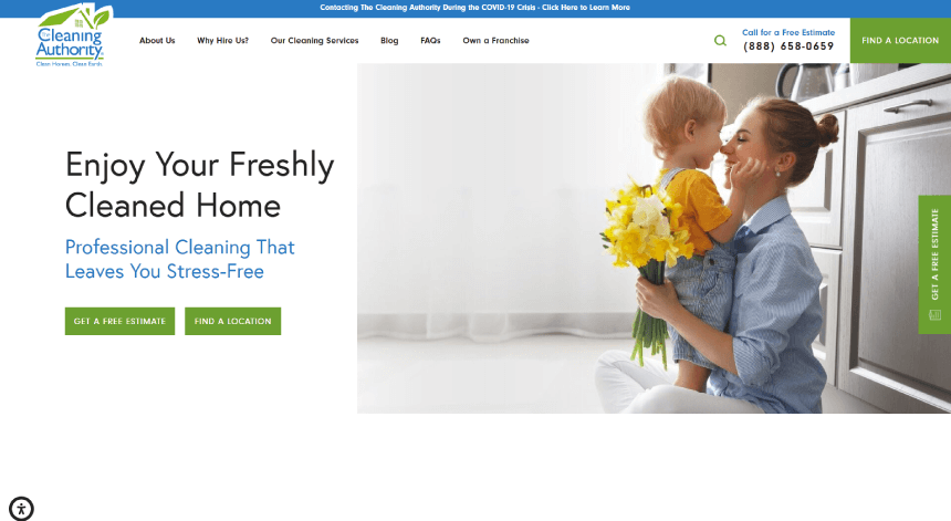 Cleaning Services Small Business Website Design Example Cleaning and Sanitizing Move In Move Out Cleaning
