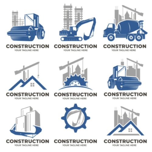 Set of 9 Free Construction Company Logo Vector Designs