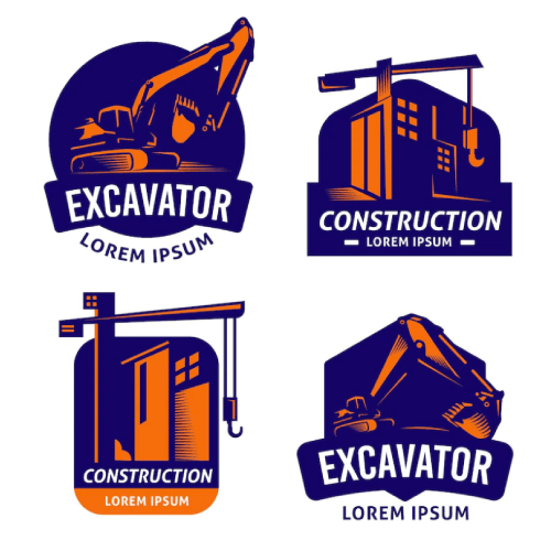 Excavator Free Construction Logo Vector Set