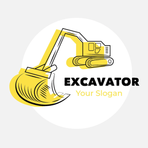 Excavator Company Design Free Vector Logo with Slogan