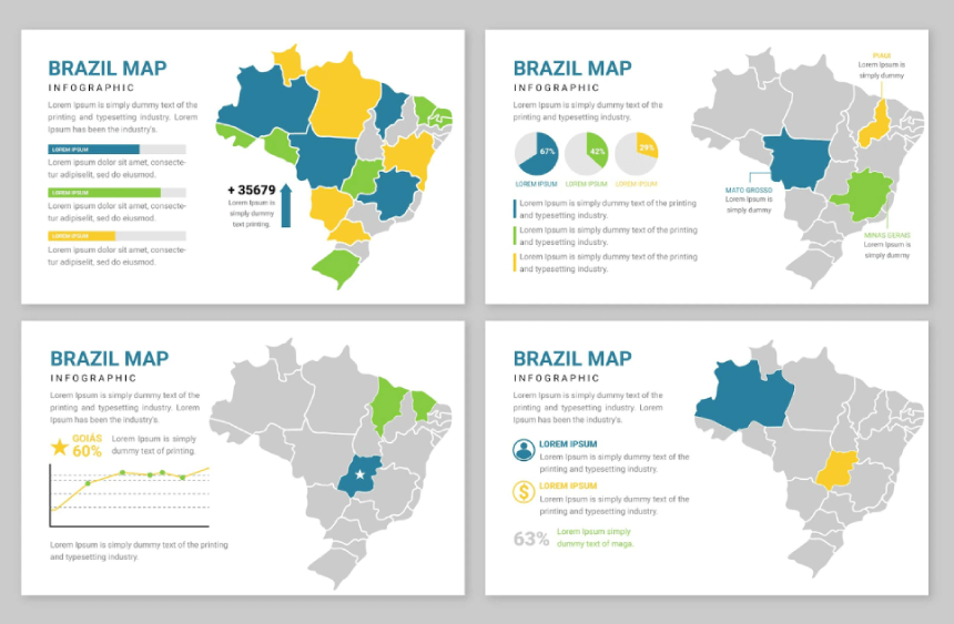 Flat brazil map infographic Free Vector