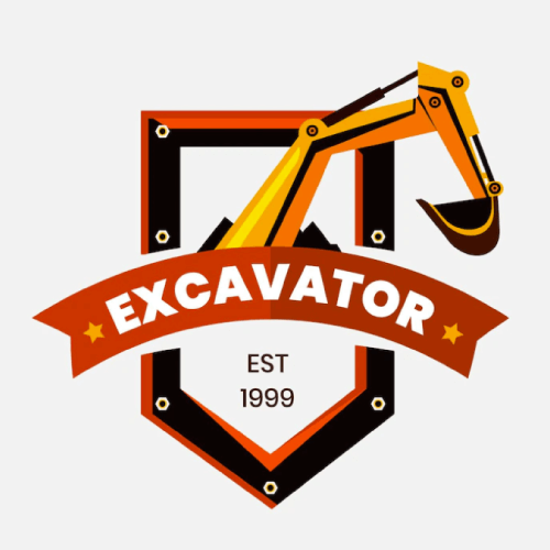 Free Excavator Construction Company Shield Style Logo