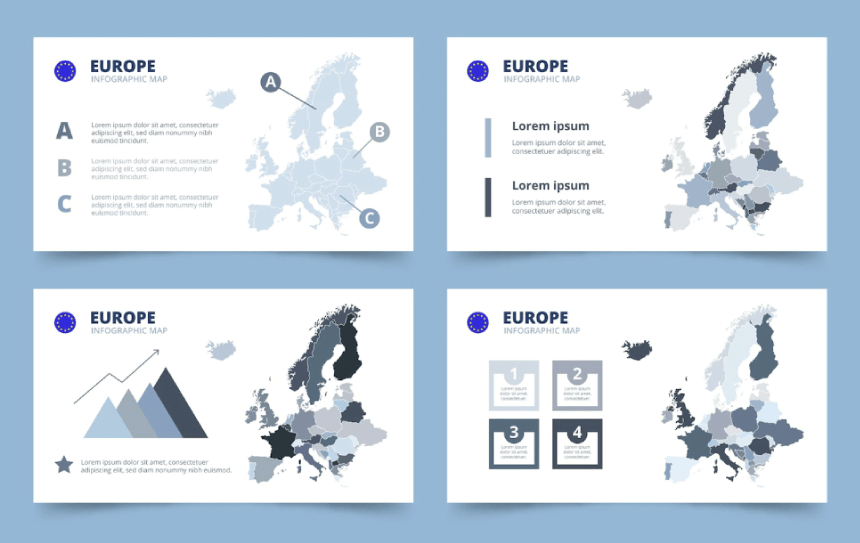 Hand drawn europe map infographic Free Vector