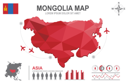 Mongolia Map Infographic Free Vector