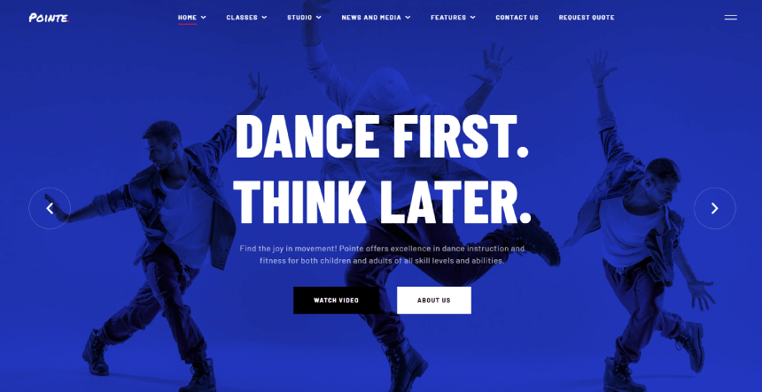 Websites Design Examples Dance Studio Instruction Fitness for Children and Adults Services Website