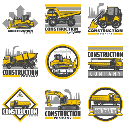 Set of 9 Free Construction Company Logo Vector Designs