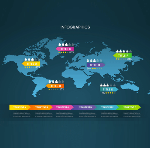 World map business infographic Free Vector