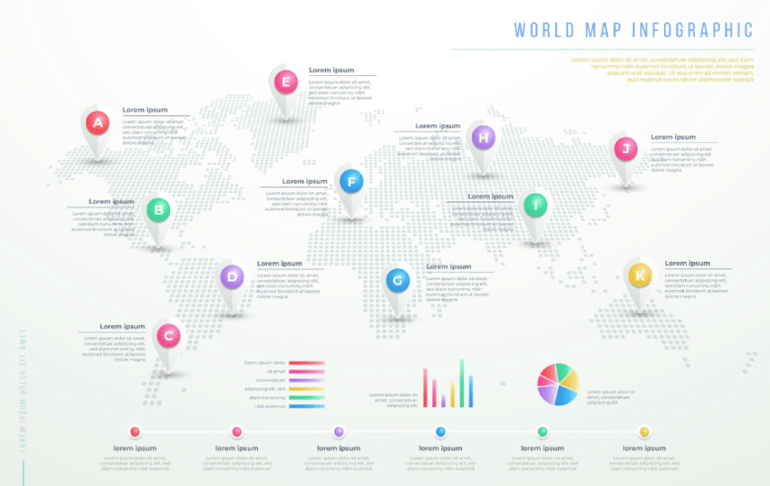 World map professional infographic Free Vector