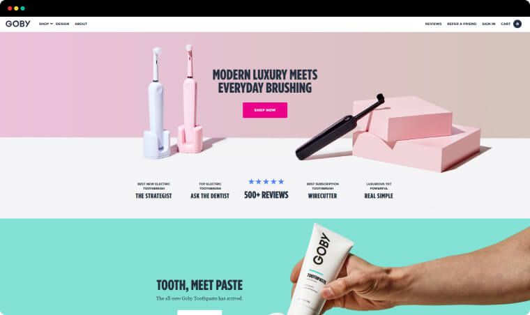 Example of landing page used by a health and beauty company