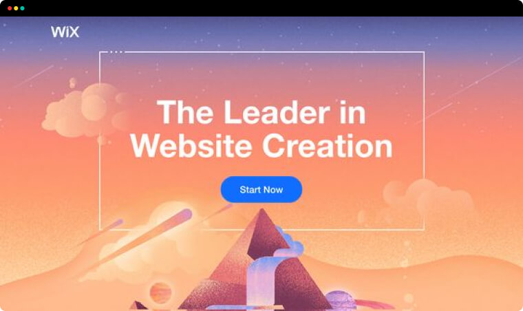 Example of landing page used by a website builder provider
