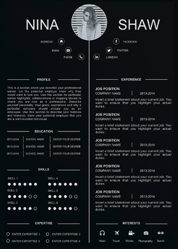 Classy Black and White Resume Infographic