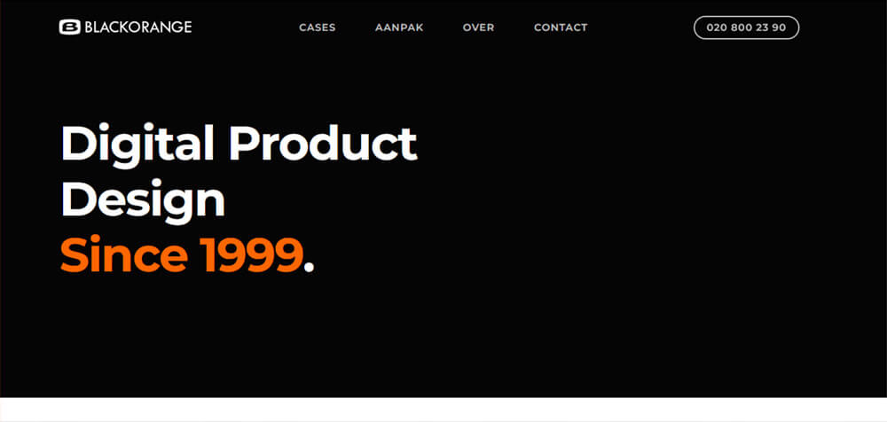 Clean website design with black orange scheme