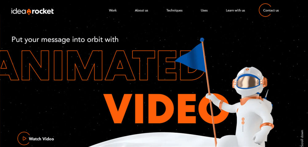 Creative orange website with 3D elements