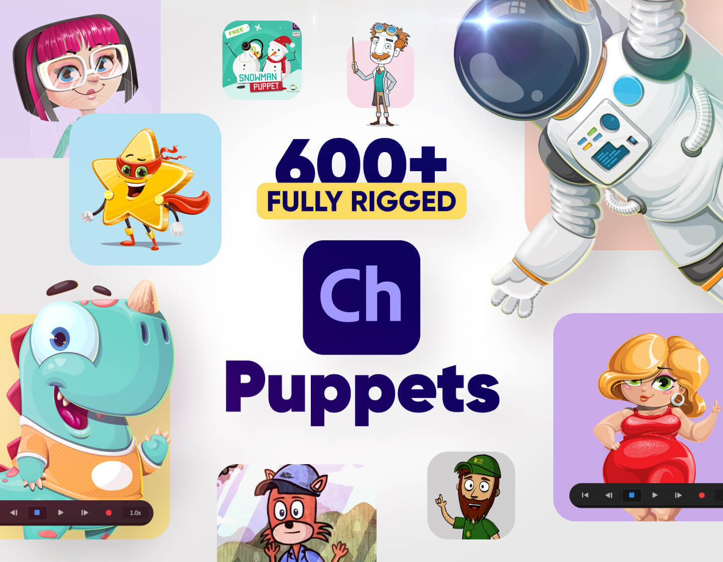 600+ Fully Rigged Adobe Character Animator Puppets To Download Now - RGD